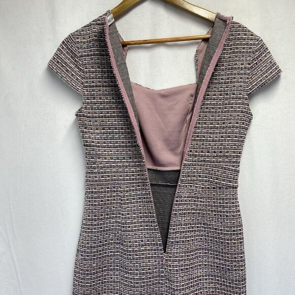 GRACE KARIN Cap Sleeve Queen Neck Tweed Body-con Pencil Dress Women Small Pink - Picture 10 of 16